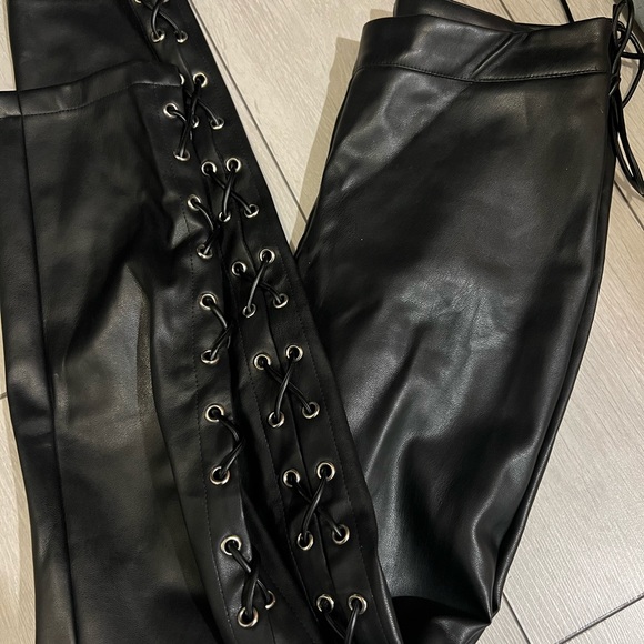 Revolve side tie detail leather pants - Picture 2 of 3
